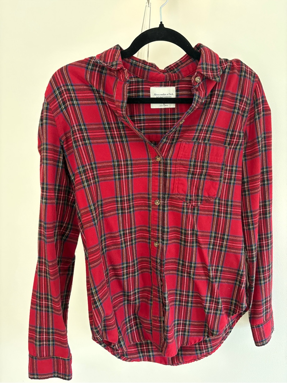 Abercrombie & Fitch Red Plaid Button-Down Shirt